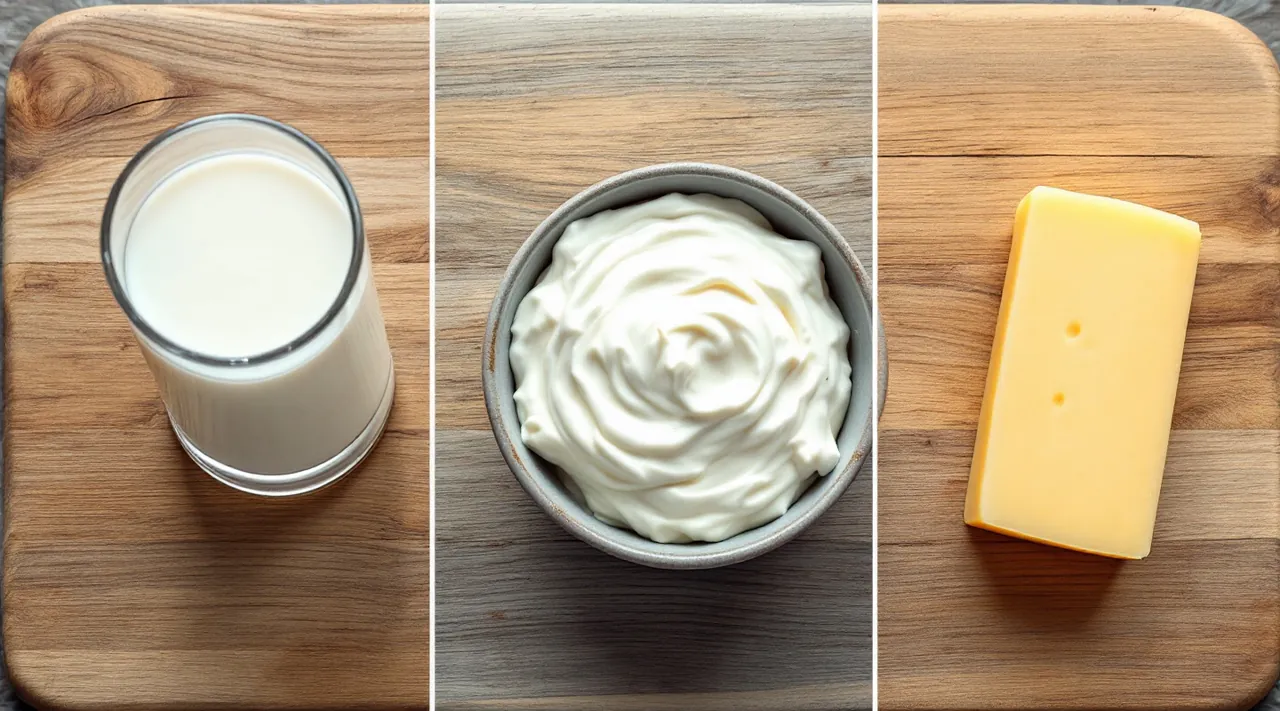 Dairy portions: 250ml milk, 125ml yogurt, 30g cheese